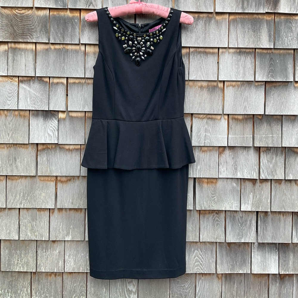 Eliza J. Elegant Black Sleeveless Dress with Embellished Neckline